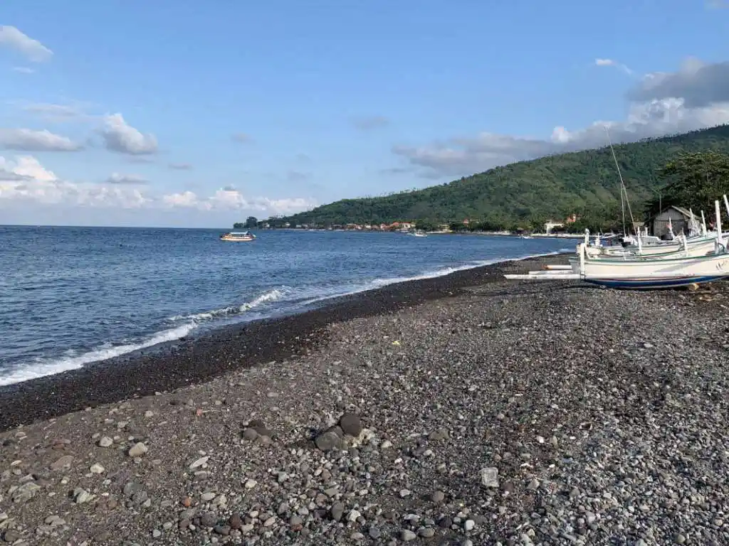 Melasti coast between Amed and Tulamben, rugged landscape Bali
